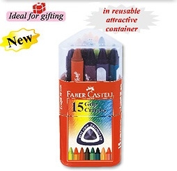 Faber Castell Wax Triangular Crayon Pack (15 Shades)
